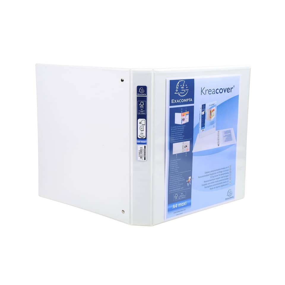 Raccoglitore personalizzabile Exacompta A4 maxi Kreacover® bianco 4 anelli a D 25 mm - 51946E