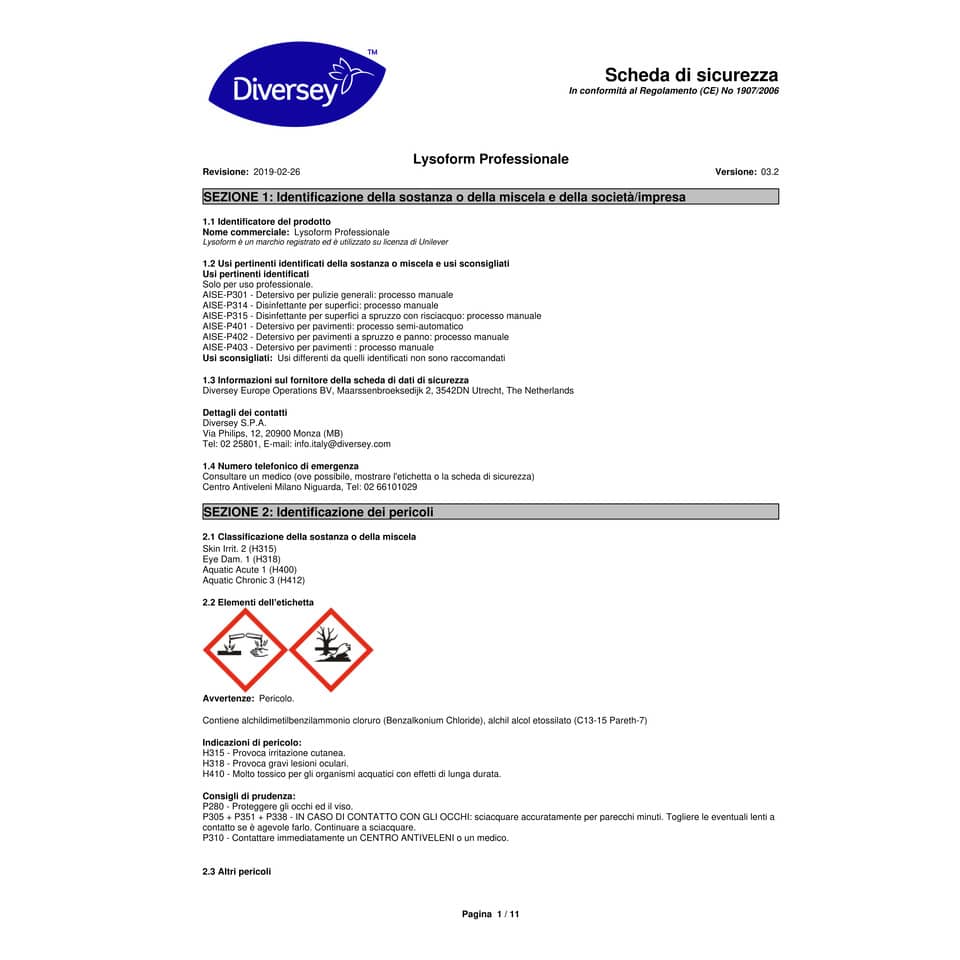 Detergente disinfettante multisuperficie Lysoform 5 L fragranza pulito 100887664