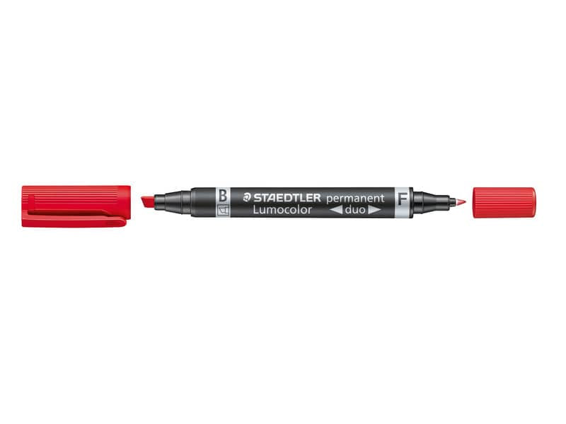 Marcatore doppia punta Staedtler Lumocolor permanent duo 348 0,6-1,5 mm rosso - 348-2