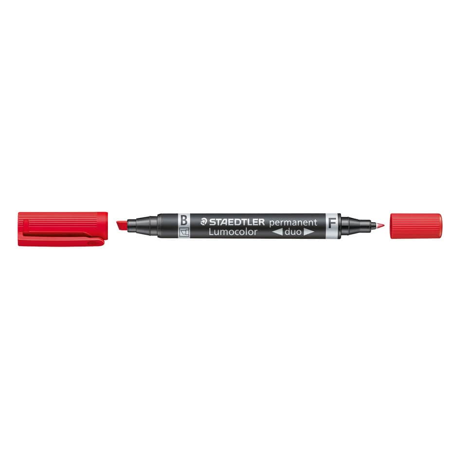 Marcatore doppia punta Staedtler Lumocolor permanent duo 348 0,6-1,5 mm rosso - 348-2