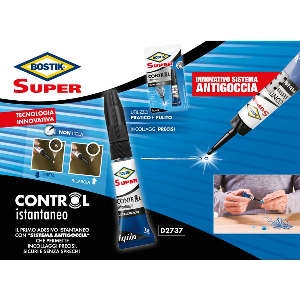 Adesivo cianoacrilato ultra rapido Bostik Super Control 3 gr - D2737