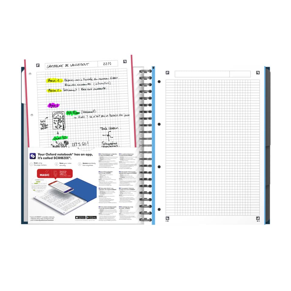 Quaderno spiralato OXFORD European Book Oxford Office Essentials A4+ assortiti quadretti 5 mm - 100104738