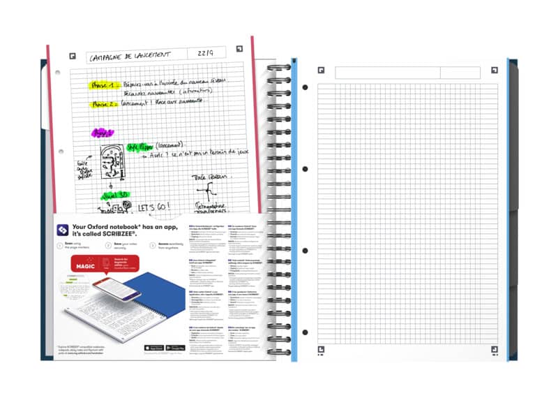 Quaderno spiralato OXFORD European Book Oxford Office Essentials A4+ assortiti quadretti 5 mm - 100104738