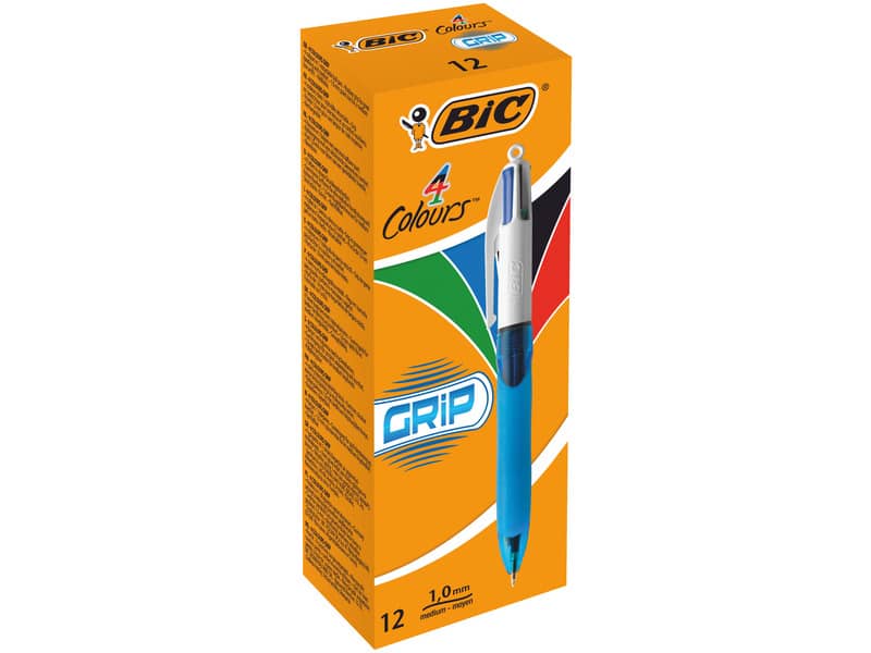 Penn a sfera a scatto BIC 4 Colours Grip M 1 mm - 4 colori di scrittura assortiti - 8871361