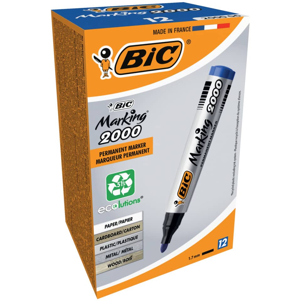 Marcatore permanente BIC Marking 2000 punta conica 4,95 mm blu 8209143