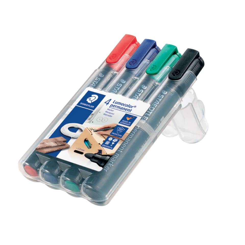 Marcatori permanente punta tonda Staedtler Lumocolor permanent marker 352 assortiti  astuccio da 4 pezzi - 352 WP4