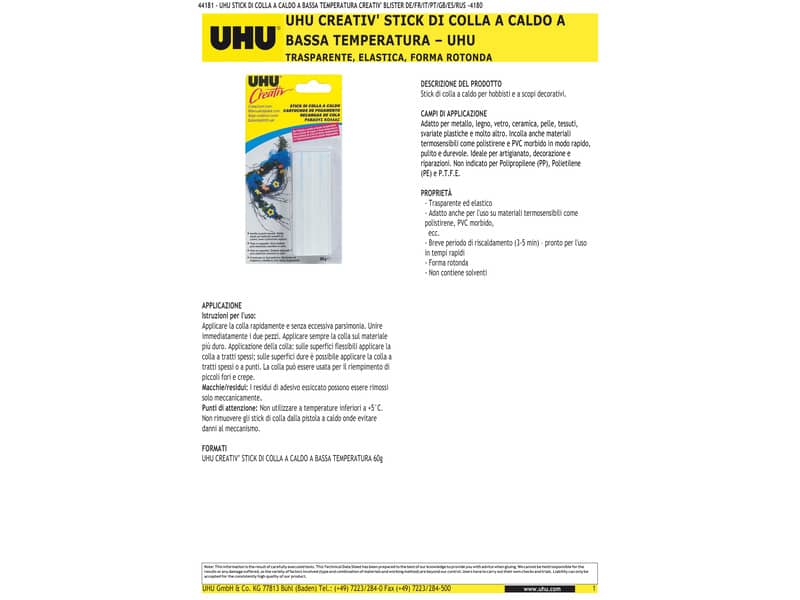 Stick colla a caldo Uhu ⌀ 7 mm  Conf. 15 pezzi - D1522