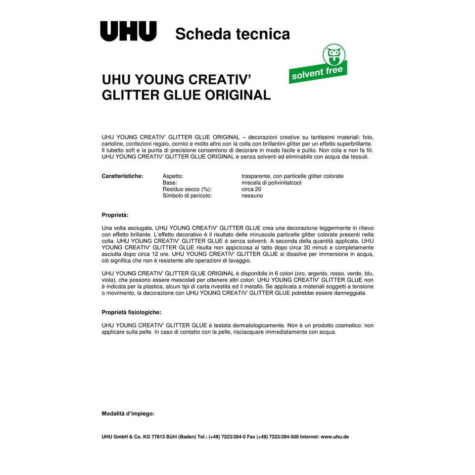 Colla Glitter Uhu 20 ml  Conf. 24 pezzi - D1553