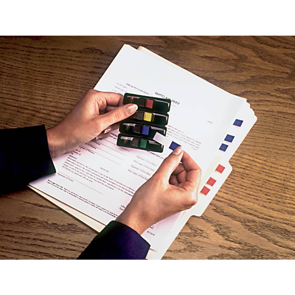 Segnapagina removibili Post-it® Index Mini con dispenser blu, giallo, verde, rosso  4 confezioni da 35 - 683-4