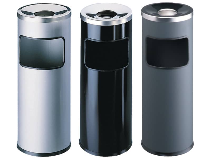 Posacenere DURABLE autoestinguente a colonna con sabbia e cestino acciaio argento metallizzato base tonda - 333223