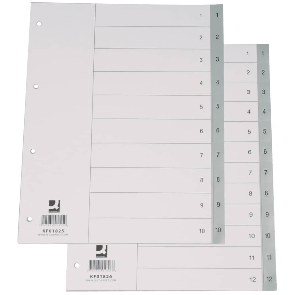 Divisore numerico Q-Connect grigio 22,5x29,7 cm ppl 1-12 KF01826