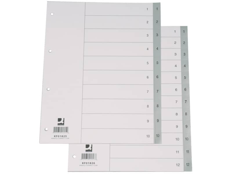 Divisore numerico Q-Connect grigio 22,5x29,7 cm ppl 1-12 KF01826