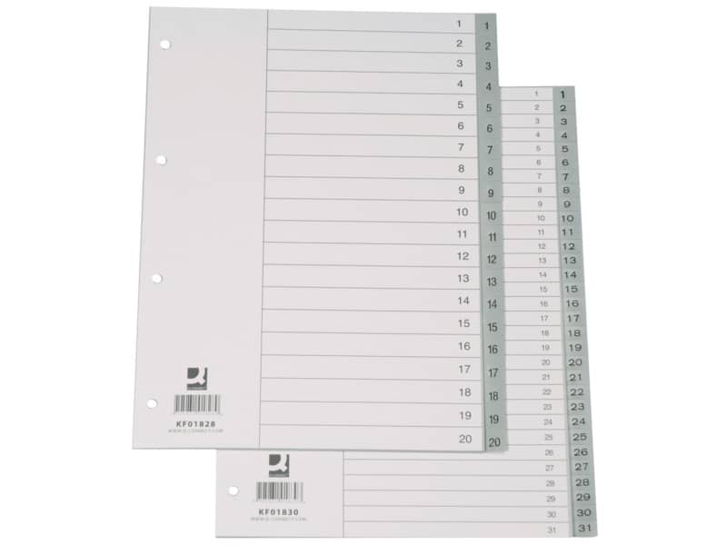 Divisore numerico Q-Connect grigio 22,5x29,7 cm ppl 1-20 KF01828