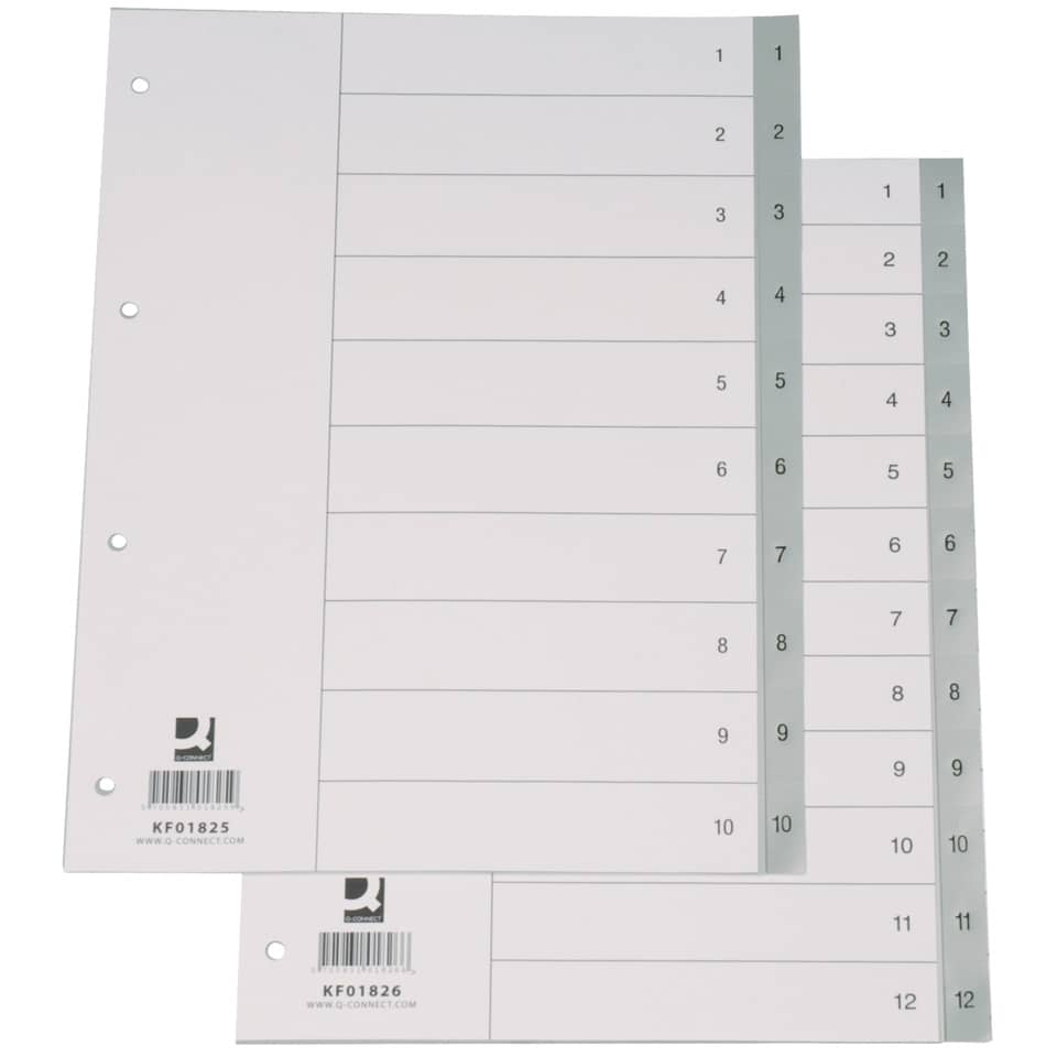 Divisore numerico Q-Connect grigio 22,5x29,7 cm ppl 1-10 KF01825