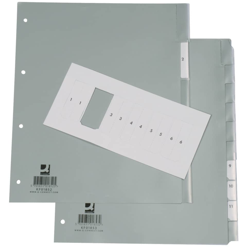 Divisore neutro Q-Connect grigio XL 24x29,7 cm ppl 15 fogli KF01855