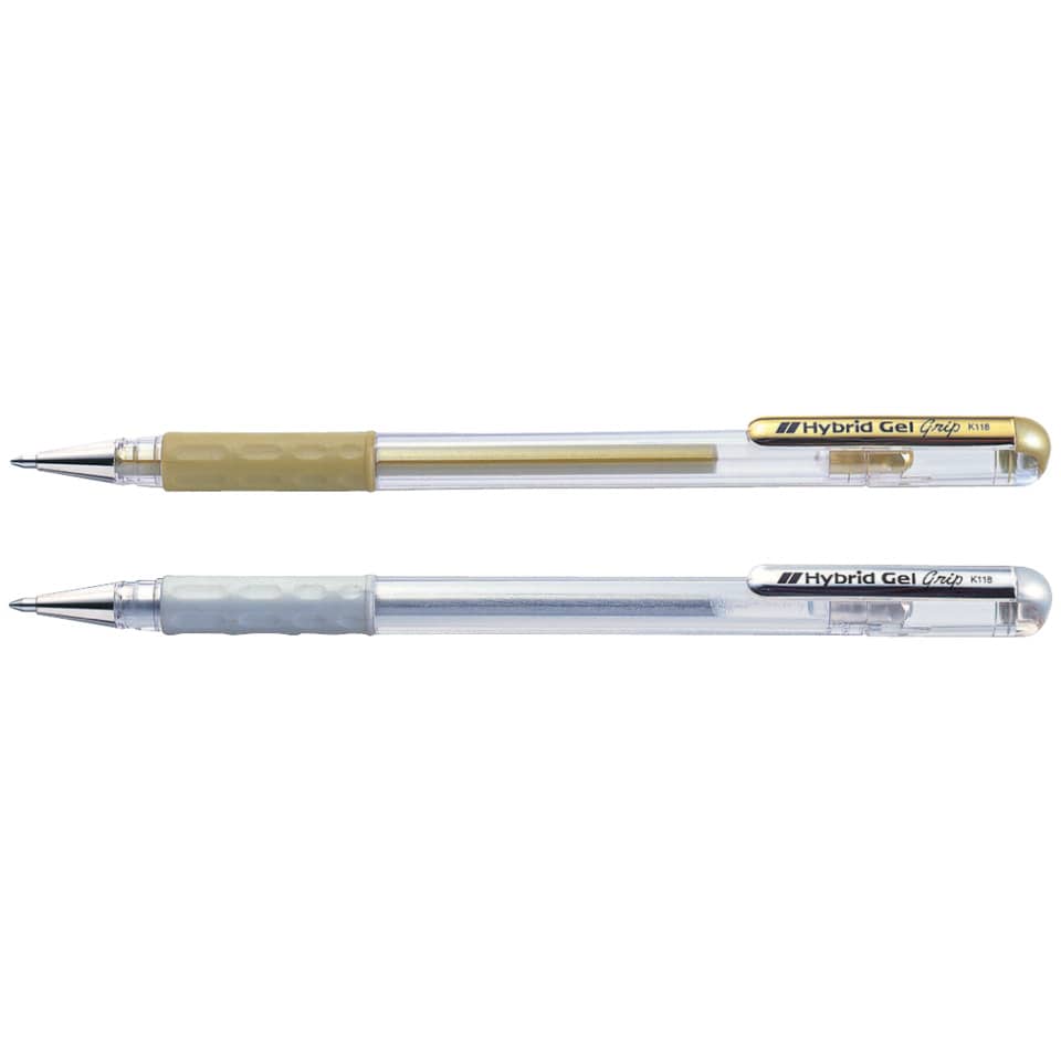 Penna roller Pentel Gel Hybrid grip Metallic 0.8 mm argento K118-Z
