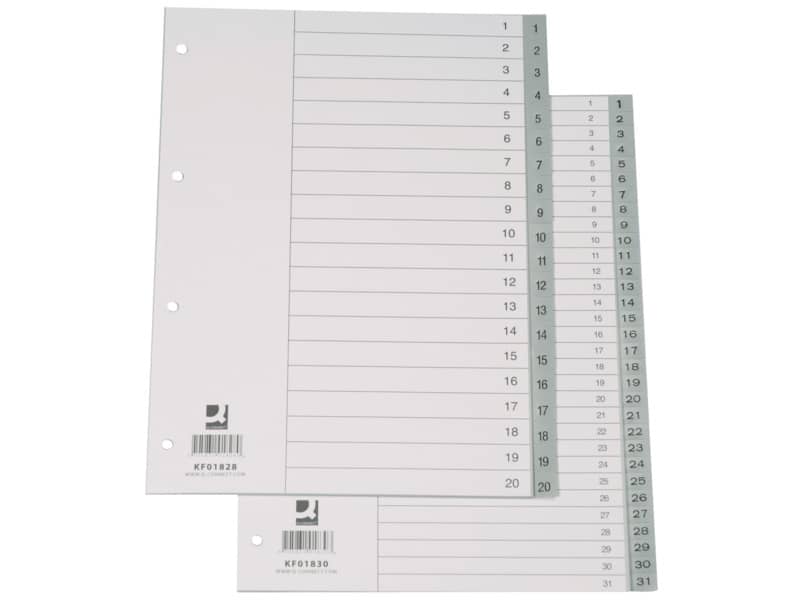 Divisore numerico Q-Connect grigio 22,5x29,7 cm ppl 1-31 KF01830