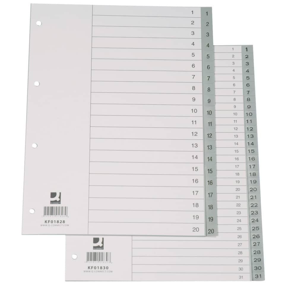 Divisore numerico Q-Connect grigio 22,5x29,7 cm ppl 1-31 KF01830