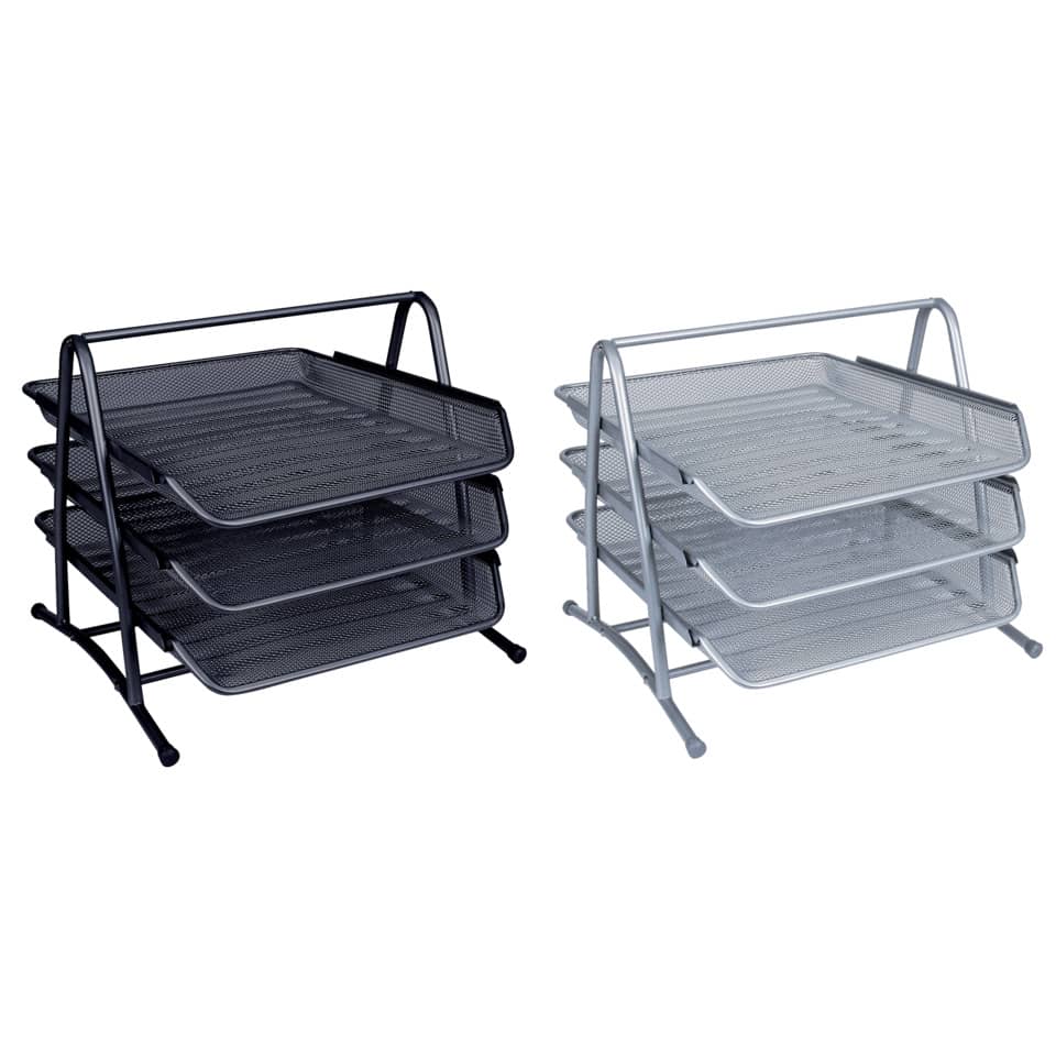 Set 3 Vaschette portadocumenti Q-Connect 27,8x27,5x35 cm silver KF00822