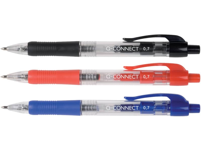 Penna a sfera a pulsante Q-Connect punta M blu conf. da 10 - KF00268