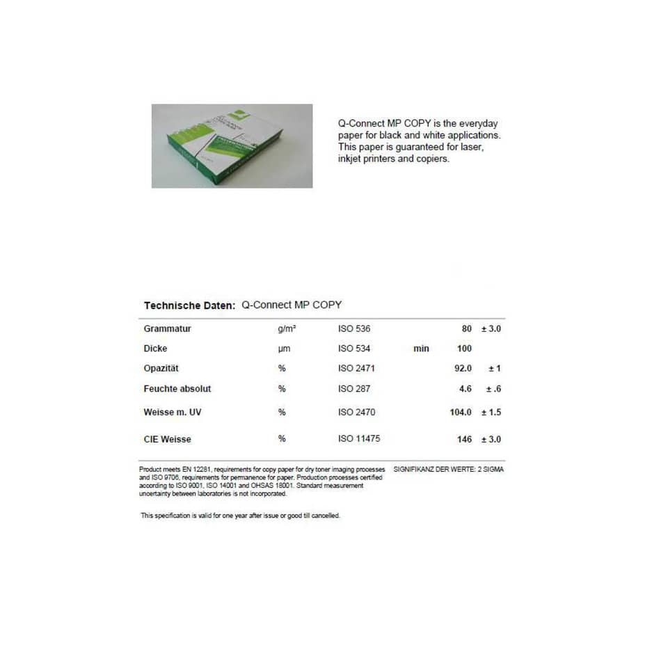 Carta per stampe e copie A4 Q-Connect 80 g/m² Risma da 500 fogli - CON0800049