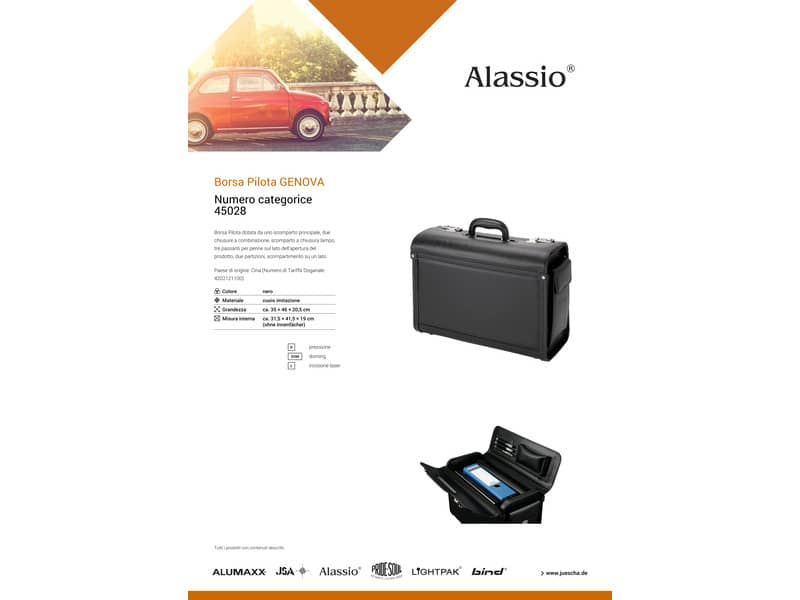 Borsa pilota Alassio GENOVA in ecopelle 45,5x20x34 cm nero 45028