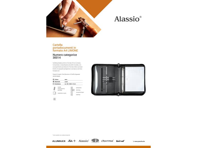 Cartella portadocumenti Alassio LIMONE in pelle 28,5x4x36 cm A4 nero 30014