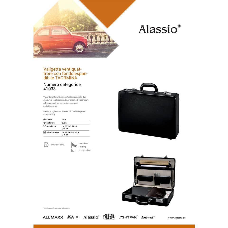 Valigetta ventiquattrore con fondo espandibile Alassio TAORMINA in pelle 45x11x32,5 cm nero - 41033