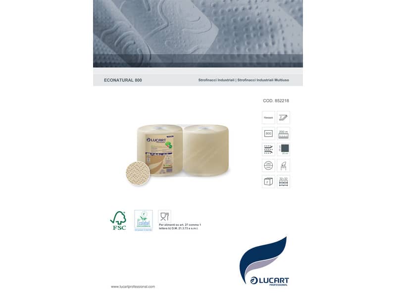 Bobina multiuso Lucart EcoNatural 800 - 200 m 2 veli avana - 2 rotoli da 800 strappi - 852218