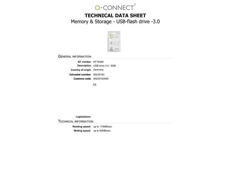 Chiavetta USB Q-Connect Super Speed 3.0 argento/nero 8 GB KF16368