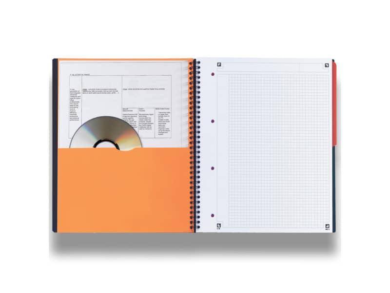 Quaderno spiralato OXFORD International Activebook Maxi A4+ grigio/arancio quadretti 5 mm - 100104329