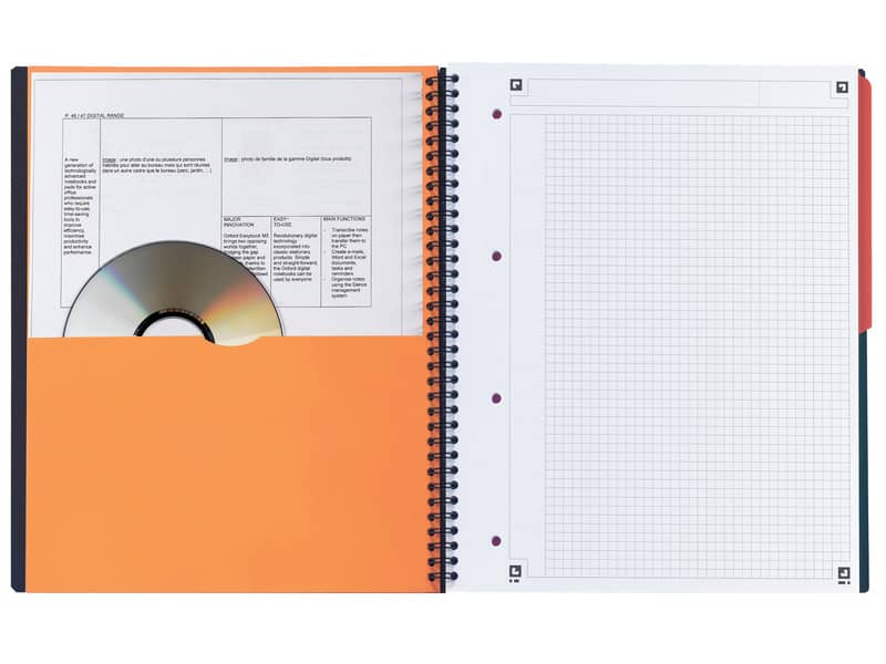 Quaderno spiralato OXFORD International Activebook Maxi A4+ grigio/arancio quadretti 5 mm - 100104329