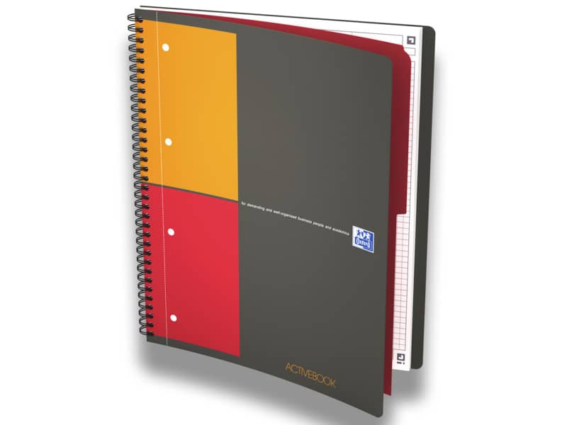 Quaderno spiralato OXFORD International Activebook Maxi A4+ grigio/arancio quadretti 5 mm - 100104329