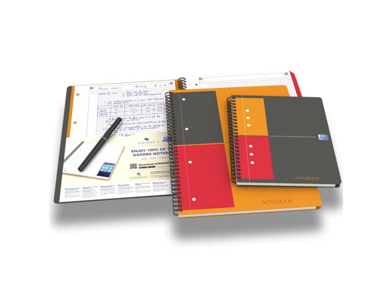 Quaderno spiralato OXFORD International Activebook Maxi A4+ grigio/arancio quadretti 5 mm - 100104329