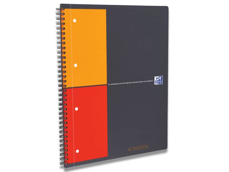 Quaderno spiralato OXFORD International Activebook Maxi A4+ grigio/arancio quadretti 5 mm - 100104329