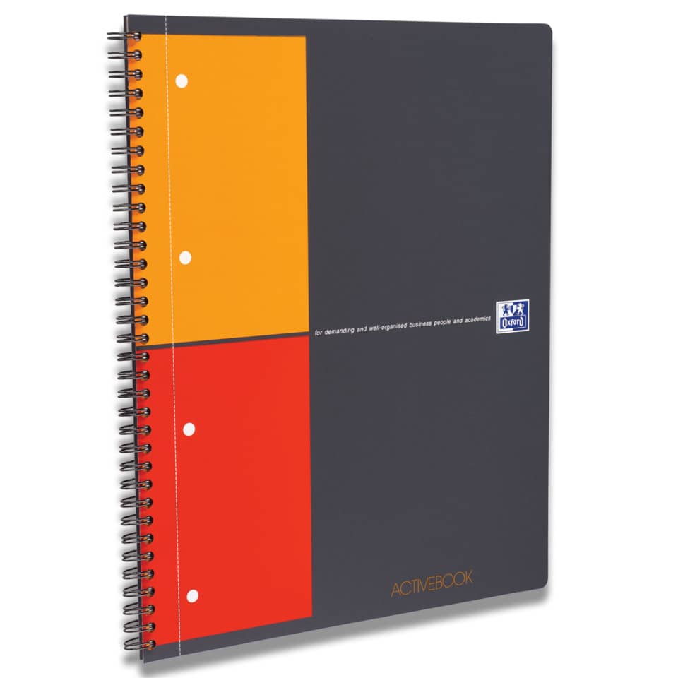 Quaderno spiralato OXFORD International Activebook Maxi A4+ grigio/arancio quadretti 5 mm - 100104329