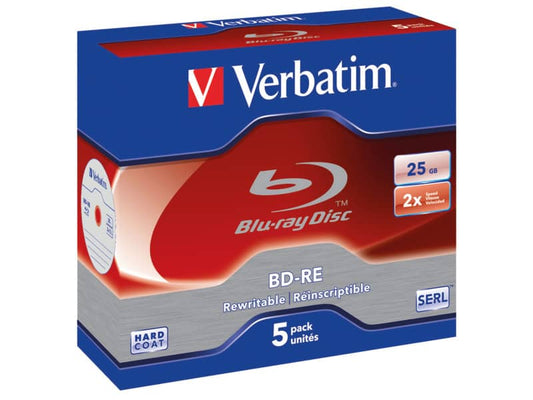 Blu-Ray BD-RE Verbatim 25 GB 2x Jewel Case conf. da 5 - 43615