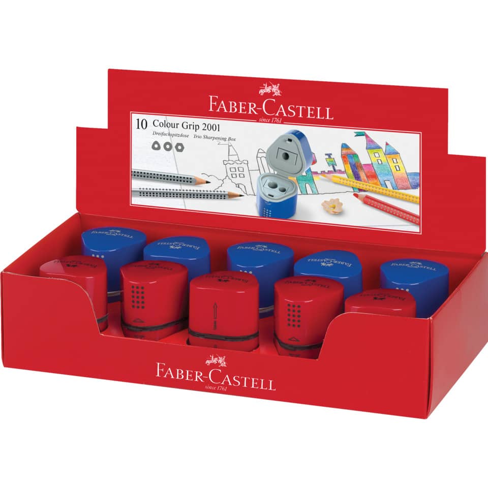 Temperamatite 3 fori Faber-Castell Grip 2001 rosso/blu assortiti 183801