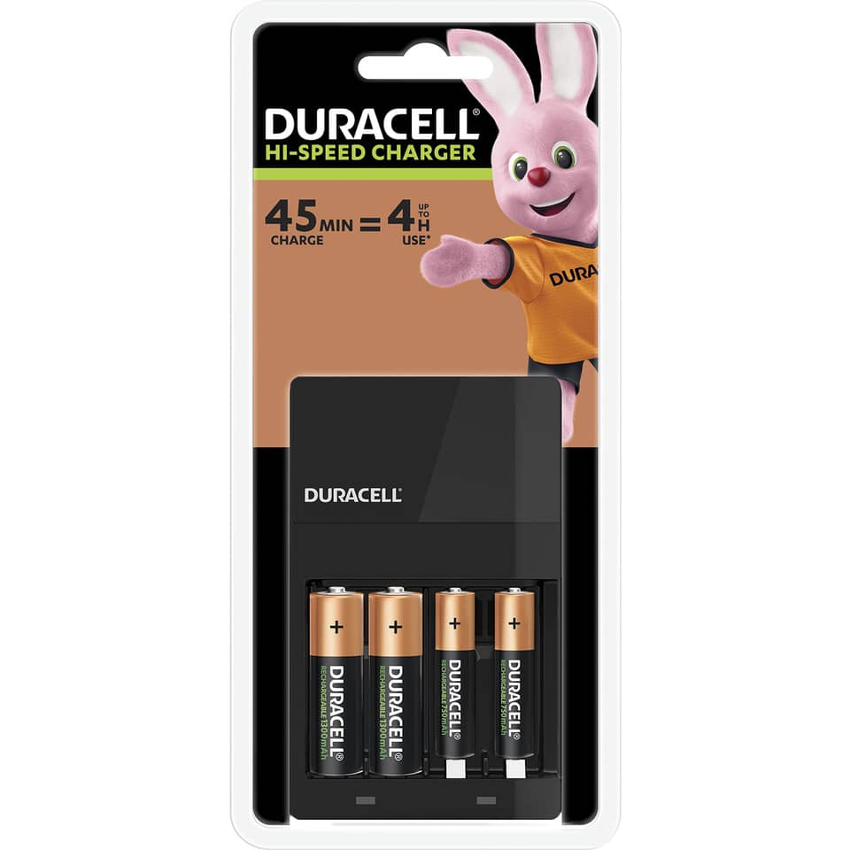 Caricabatterie Duracell Charger CEF 14 (4 ore) con 2 AA+2AAA Value DU101