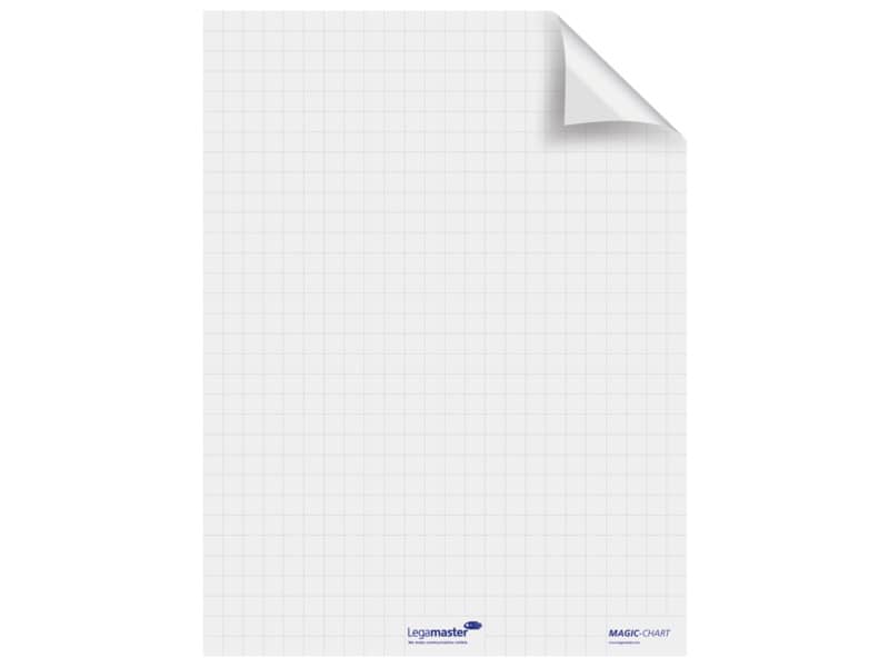 Blocco lavagna elettrostatico da parete Legamaster Magic-Chart Flipchart 25 ff 60x80 cm bianco quadretti - 7-159000