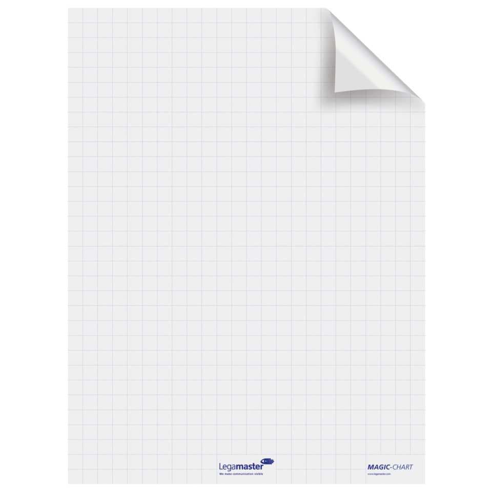 Blocco lavagna elettrostatico da parete Legamaster Magic-Chart Flipchart 25 ff 60x80 cm bianco quadretti - 7-159000