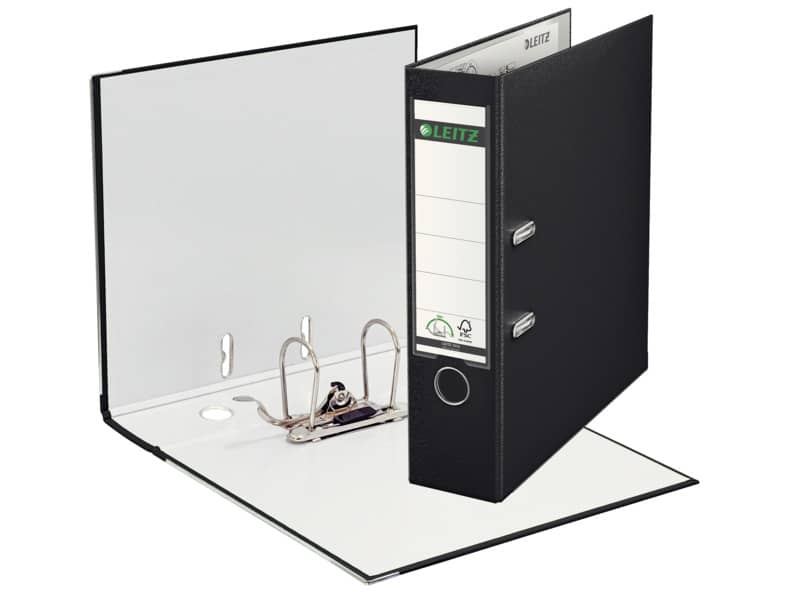 Registratore senza custodia Leitz 180° commerciale dorso 8 cm cartone rivestito in polipropilene nero - 10105095