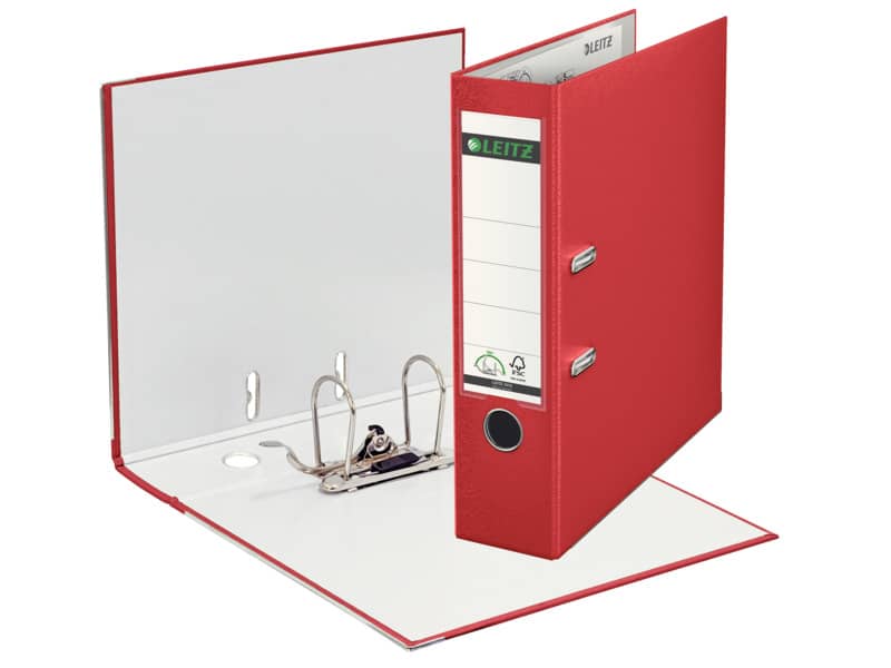 Registratore senza custodia Leitz 180° commerciale dorso 8 cm cartone rivestito in polipropilene rosso - 10105025