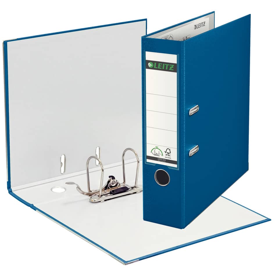 Registratore senza custodia Leitz 180° commerciale dorso 8 cm cartone rivestito in polipropilene blu - 10105035