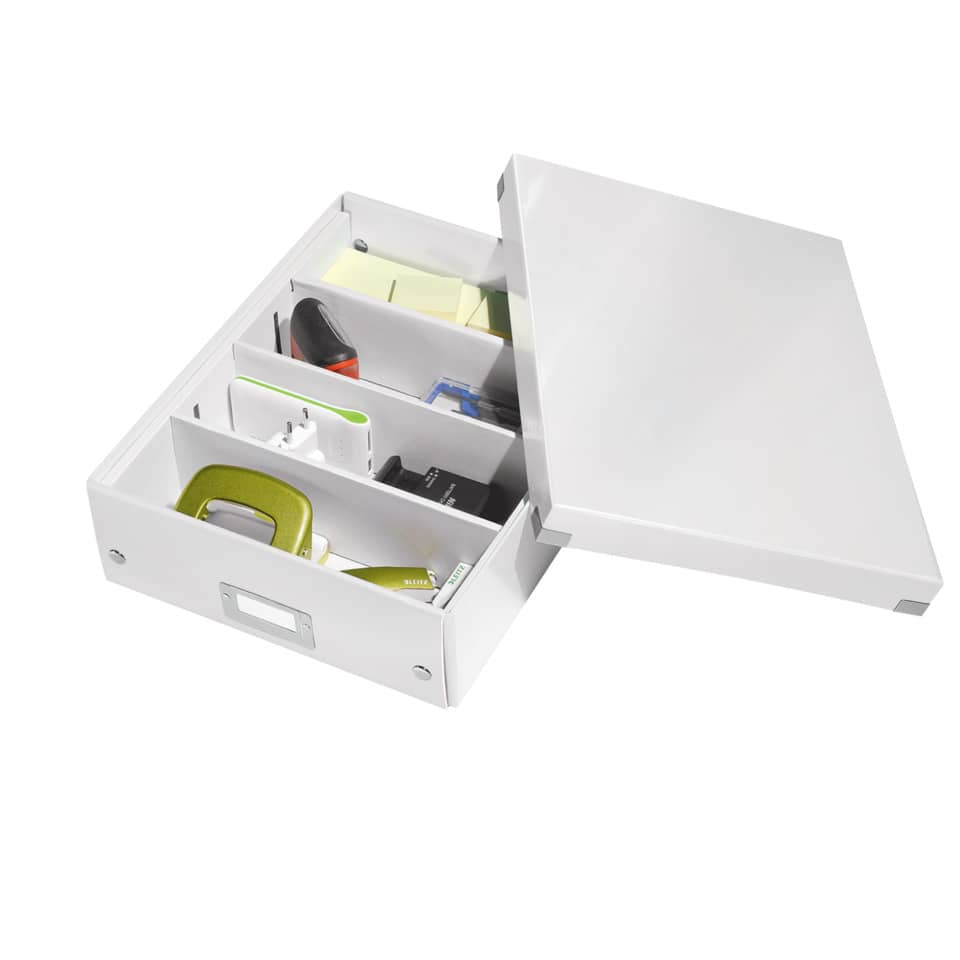 Scatola Organizer "M" Leitz CLICK & STORE A4 bianco metallizzato 28,1x10x37 cm - 60580001