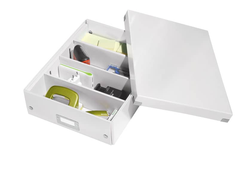 Scatola Organizer "M" Leitz CLICK & STORE A4 bianco metallizzato 28,1x10x37 cm - 60580001