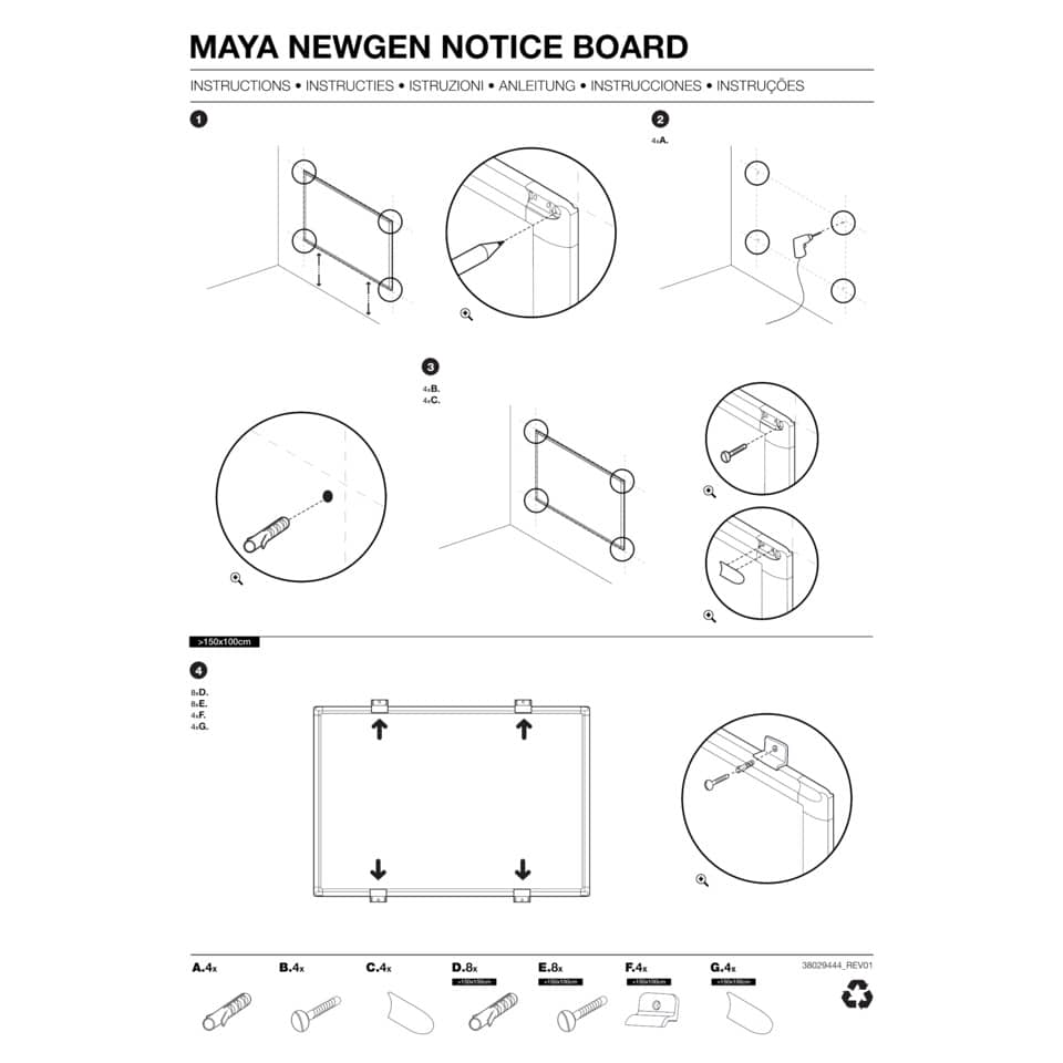 Lavagne cancellabili Bi-office New Generation magnetica bianca smaltata 60x45 cm. bianco - CR0401830