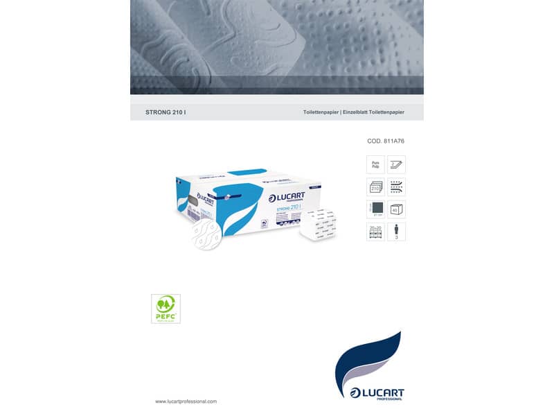 Carta igienica interfogliata Lucart Strong 210 l 2 veli 40 conf da 210 foglietti - 811A76