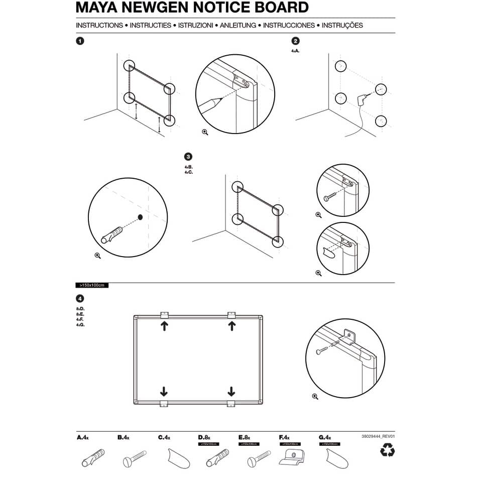 Lavagne cancellabili Bi-office New Generation magnetica bianca smaltata 90x60 cm. bianco - CR0601830