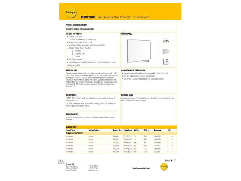 Lavagne cancellabili Bi-office New Generation magnetica bianca smaltata 90x60 cm. bianco - CR0601830